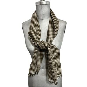 Plaid Scarf Tan Brown Cream Green One Size Wool Blend Men’s